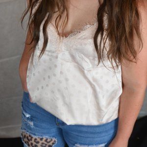 Polka Dot Lace V-Neck Camisole